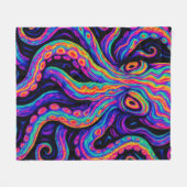 Trippy Colorful Octopus Fleecedecke (Vorderseite (Horizontal))