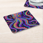 Trippy Colorful Octopus Rechteckiger Pappuntersetzer (angewinkelt)