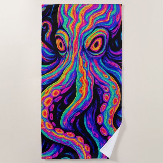 Trippy Colorful Octopus Strandtuch (Vorderseite)