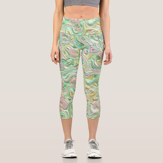 Trippy Colority 3D-Wirbel Capri Leggings (Vorderseite)