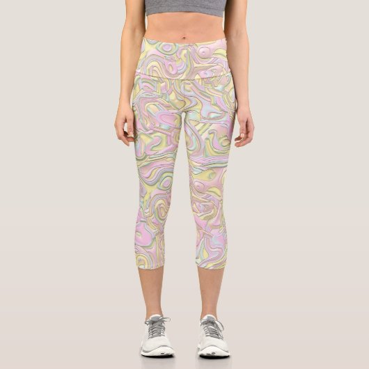 Trippy Colority 3D-Wirbel Capri Leggings (Vorderseite)