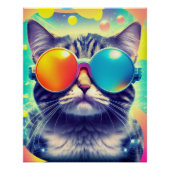 Trippy Cool Psychedelic Acid Trip Cat Poster (Vorderseite)