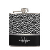 Trippy Diamond Black+White Muster Trauzeugen Gesch Flachmann (Vorderseite)