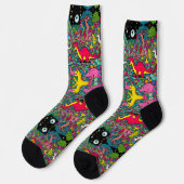 Trippy-Dino-Socken Socken (Linkes Detail)