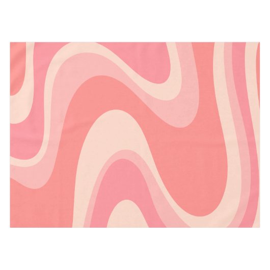 Trippy Dream Blush Pink Abstrakt Retro Swirl Tischdecke (Vorderseite (Horizontal))