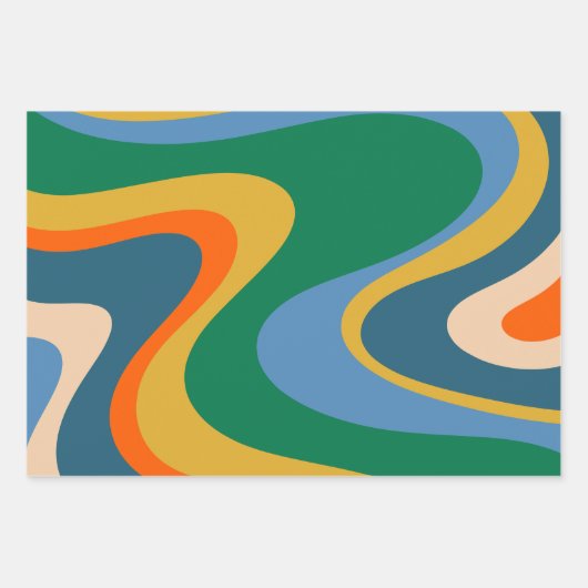 Trippy Dream Retro Abstraktes mehrfarbiges Muster Geschenkpapier Set (Vorderseite 2)