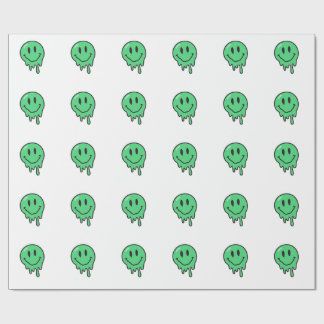 Trippy Dripping Grüne Schmelzende Smiley-Gesicht-Ä Geschenkpapier