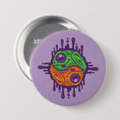 Trippy Drippy Frog Yin Yang Button (Vorne & Hinten)