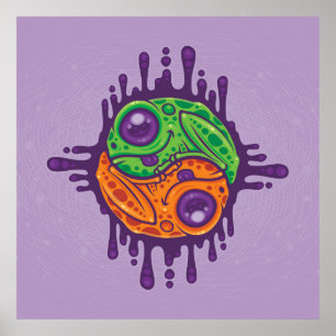 Trippy Drippy Frog Yin Yang Poster
