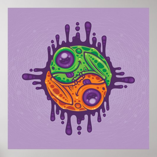 Trippy Drippy Frog Yin Yang Poster (Vorne)