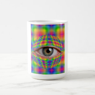 Trippy-Eugapfelkunst Surrealer Regenbogen-Karopa Kaffeetasse