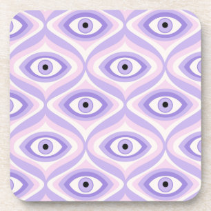 Trippy eye pattern pastel purple pink retro getränkeuntersetzer