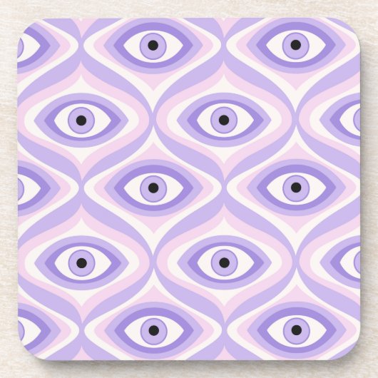 Trippy eye pattern pastel purple pink retro getränkeuntersetzer (Vorderseite)