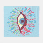 Trippy Eye Psychedelic Art Fleecedecke (Vorderseite (Horizontal))