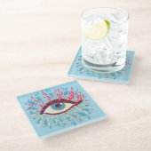 Trippy Eye Psychedelic Art Glasuntersetzer (Schrägansicht)