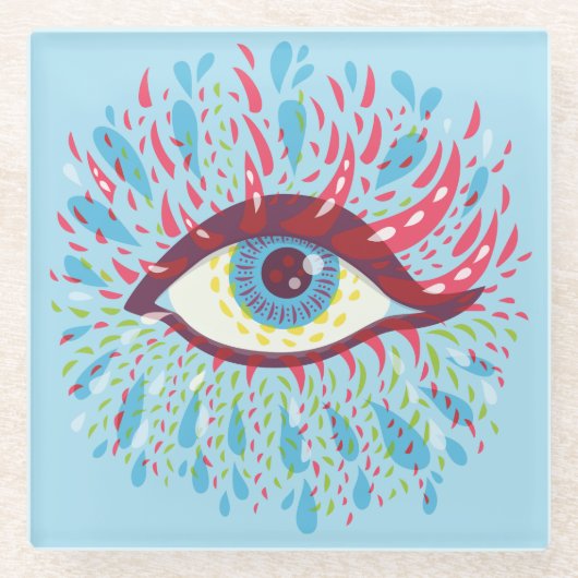 Trippy Eye Psychedelic Art Glasuntersetzer (Vorderseite)