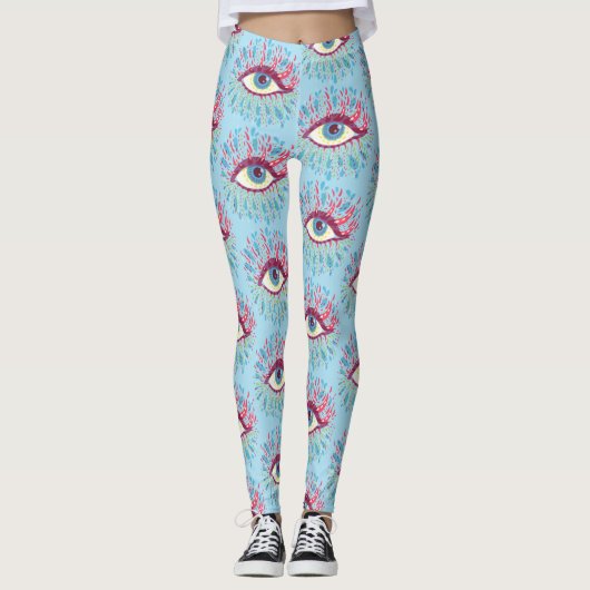 Trippy Eye Psychedelic Art Leggings (Vorderseite)