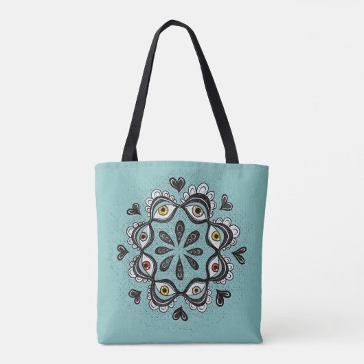 Trippy Eyes mit Hearts Boho Gothic Weirdcore Art Tasche (Rückseite)