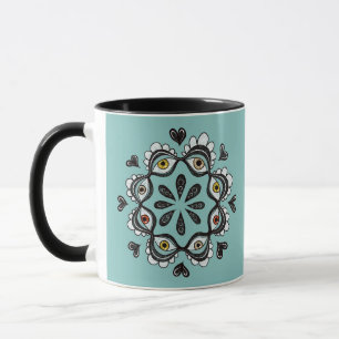 Trippy Eyes with Hearts Surreal Art - Tinte Zeichn Tasse