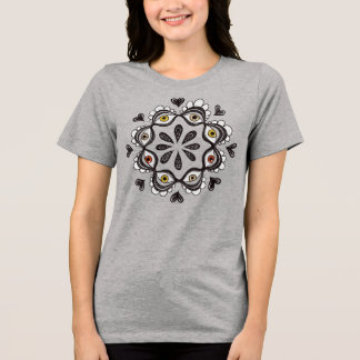 Trippy Eyes with Hearts Surreal Art - Tinte Zeichn Tri-Blend Shirt