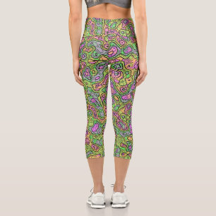 Trippy-Farbblock Capri Leggings