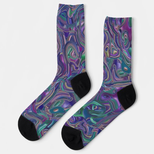 Trippy-farbene 3D-Wirbel-Socken Socken (Linkes Detail)