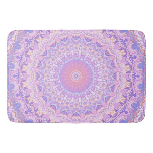 Trippy Farbige Komplexe Boho Hippie Mandala Badematte (Vorderseite)