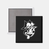 Trippy Felix Cat Blackwork Magnet (Vorderseite/Rückseite)