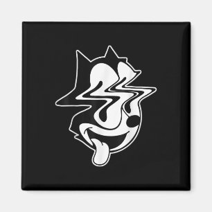 Trippy Felix Cat Blackwork Magnet
