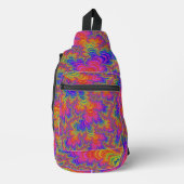 Trippy Funky Bold Abstraktes Rainbow-Fraktal Crossbody Bag (Vorderseite)