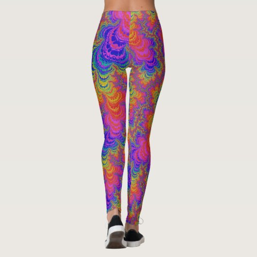 Trippy Funky Bold Abstraktes Rainbow-Fraktal Leggings (Rückseite)