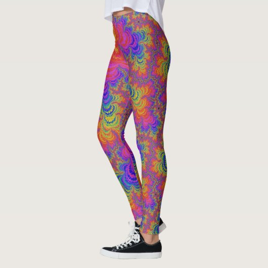 Trippy Funky Bold Abstraktes Rainbow-Fraktal Leggings (Links)