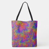 Trippy Funky Bold Abstraktes Rainbow-Fraktal Tasche (Rückseite)