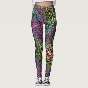 Trippy Funky Groovy digitale abstrakte Fraktal-Kun Leggings