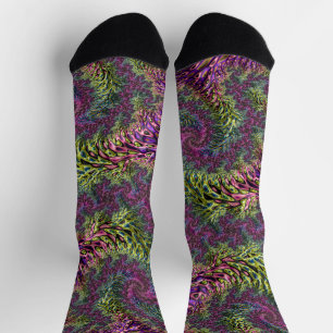 Trippy Funky Groovy digitale abstrakte Fraktal-Kun Socken