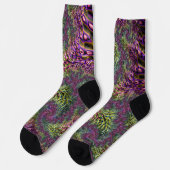Trippy Funky Groovy Digitales Abstraktes Fraktal A Socken (Linkes Detail)