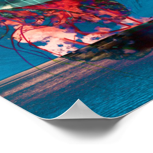 Trippy Funky Jellyfish Art Print Poster (Ecke)