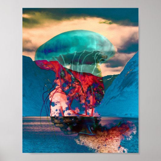 Trippy Funky Jellyfish Art Print Poster (Vorne)