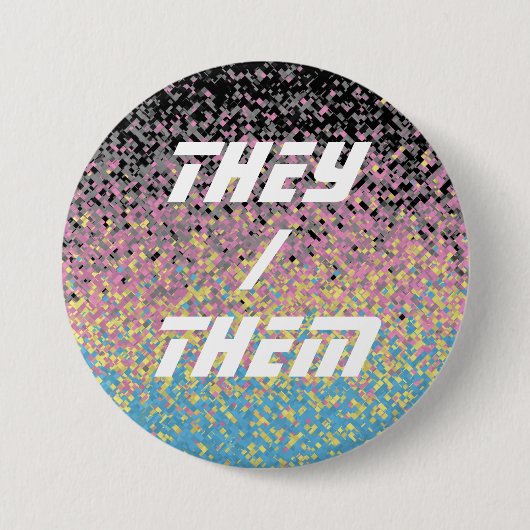 Trippy Funky pixated Polygender Prilag Button (Vorderseite)