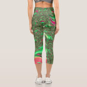 Trippy Funky Psychedelic Groovy Spiral Fraktal Art Capri Leggings (Rückseite)
