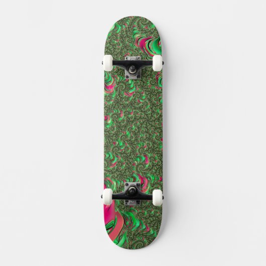 Trippy Funky Psychedelic Groovy Spiral Fraktal Art Skateboard (Vorderseite)
