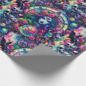 Trippy-gefärbte Krawatte Halloween-Göttin-Geschenk Geschenkpapier (Ecke)