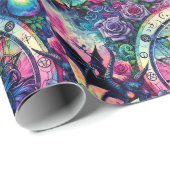 Trippy-gefärbte Krawatte Halloween-Göttin-Geschenk Geschenkpapier (Rolleneckpunkt)