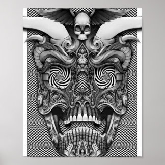 Trippy gehörnter Schädel — Psychedelischer Schädel Poster