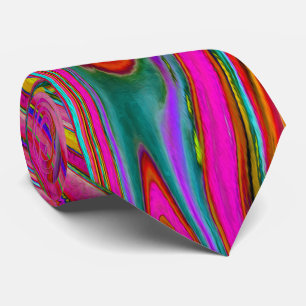 Trippy Gelb, Rot und Blau Abstrakte Groovy Kunst Krawatte