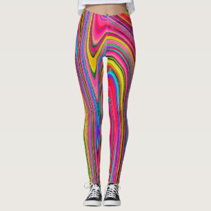 Trippy Gelb, Rot und Blau Abstrakte Groovy Kunst Leggings
