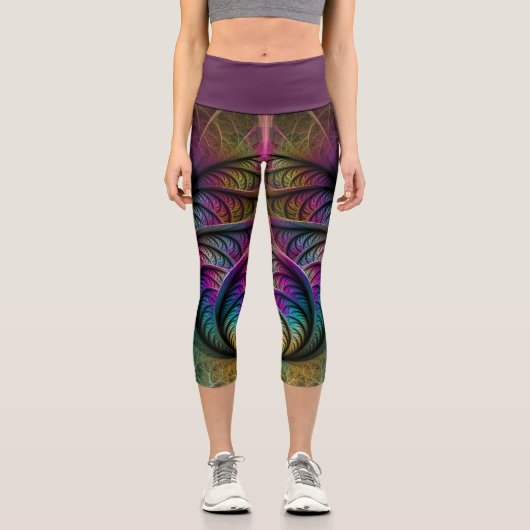 Trippy Gemustert Colorado Abstraktes Fraktal Kunst Capri Leggings (Vorderseite)