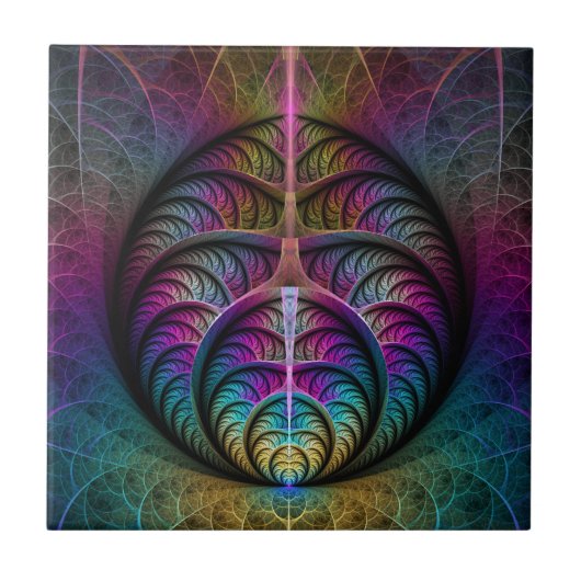 Trippy Gemustert Colorado Abstraktes Fraktal Kunst Fliese (Vorderseite)