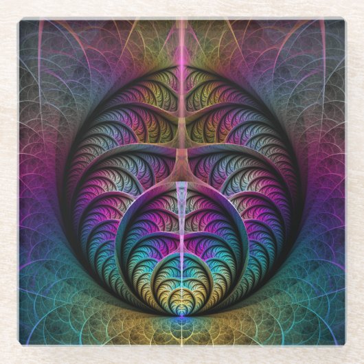 Trippy Gemustert Colorado Abstraktes Fraktal Kunst Glasuntersetzer (Vorderseite)