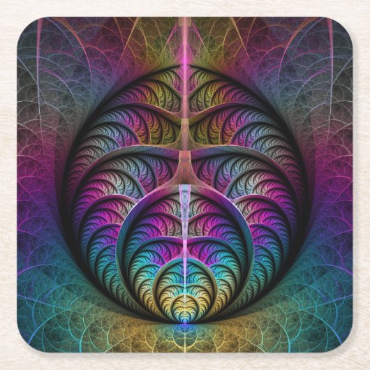 Trippy Gemustert Colorado Abstraktes Fraktal Kunst Rechteckiger Pappuntersetzer (Vorderseite)